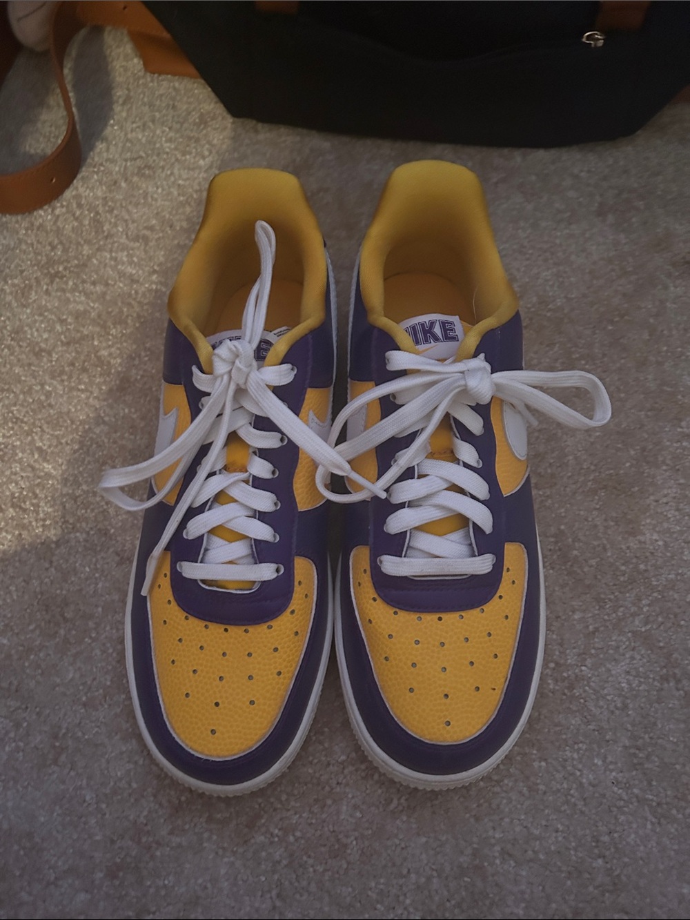 Nike Purple and Yellow Low Top Sneakers with White Accents